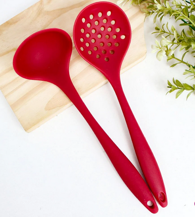 Kit Utensílios De Silicone Com 2 Peças Variadas Vermelho / U
